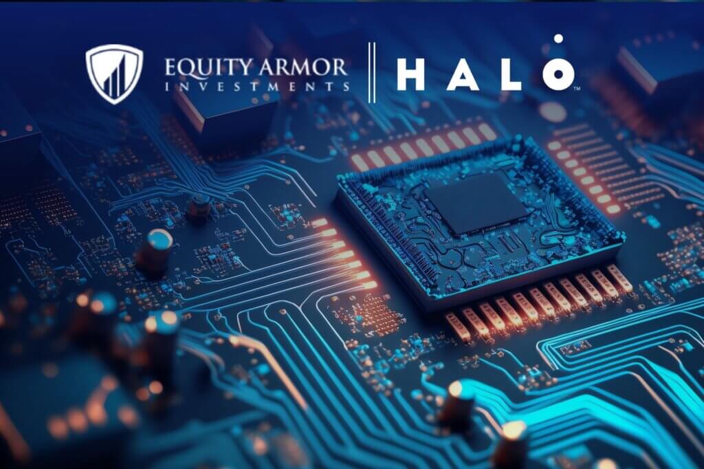 Closeup of a microchip on a circuit board