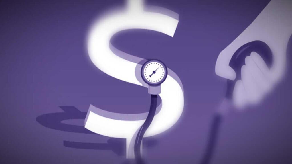 Dollar symbol with a pressure pump with pressure gauge placed on the dollar symbol