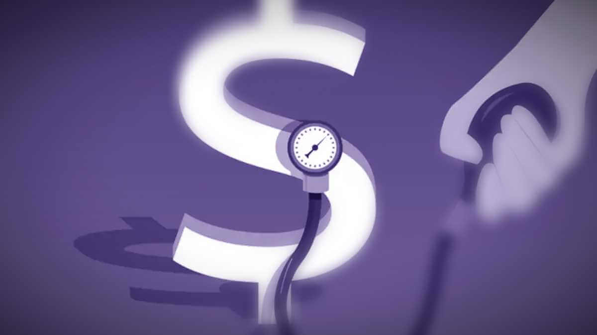 Dollar symbol with a pressure pump with pressure gauge placed on the dollar symbol