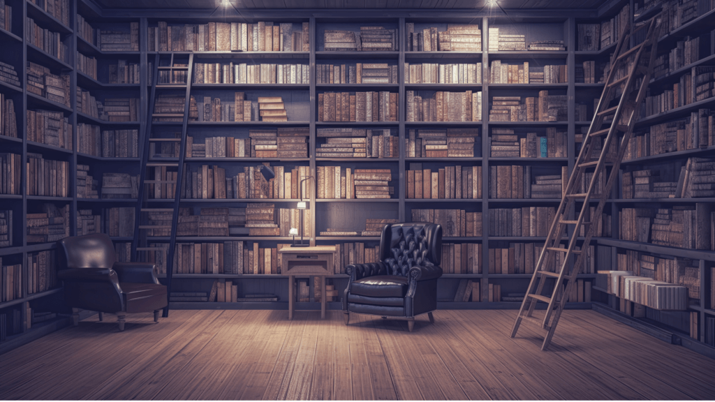 Home library with shelves full of books