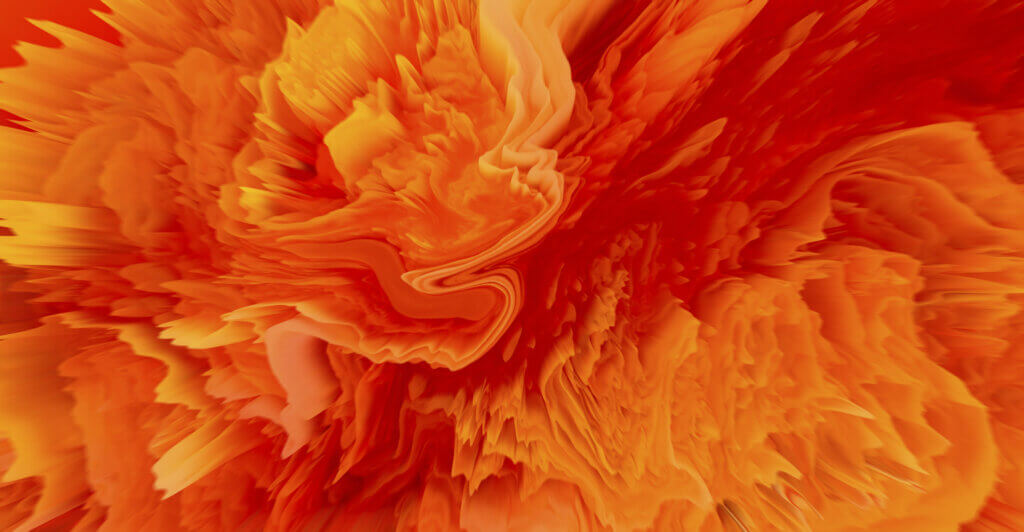A bright explosion of orange generating the idea of market volatility.